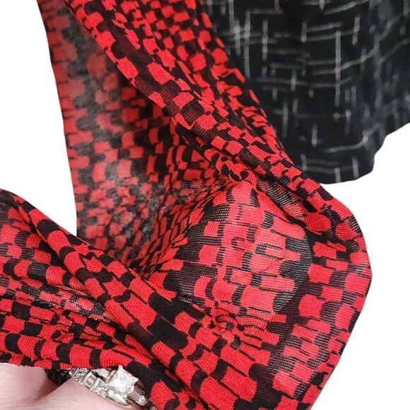 Lynn Ritchie top L Y2k silk blend patchwork sheer sleeve Goth grunge Punk - Picture 3 of 5